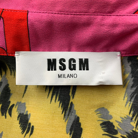 MSGM Size 4 Multi-Color Mixed Fabric Polyester Oversized Blouse