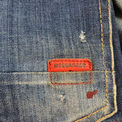 DSQUARED2 Size 30 Indigo Paint Splatter Cotton Skinny Jeans
