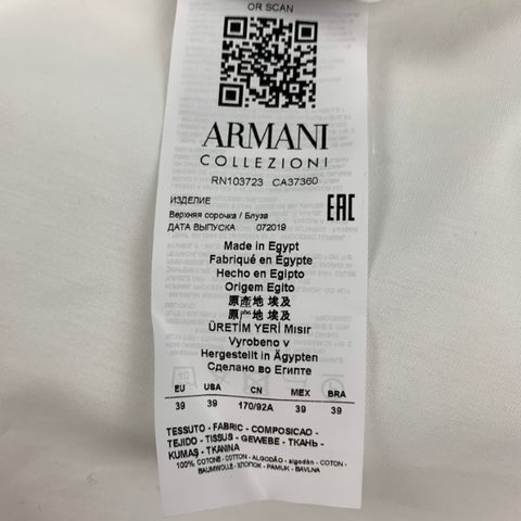 ARMANI COLLEZIONI Size S White Cotton Button Up Long Sleeve Shirt