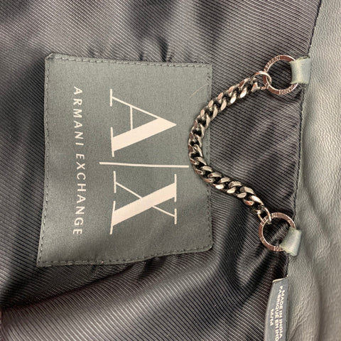 ARMANI EXCHANGE Size M Grey Leather Buttoned Jacket