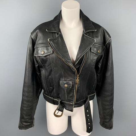 HARLEY DAVIDSON vintage Taille L Noir Antique Cuir Moto Drifter Jacket