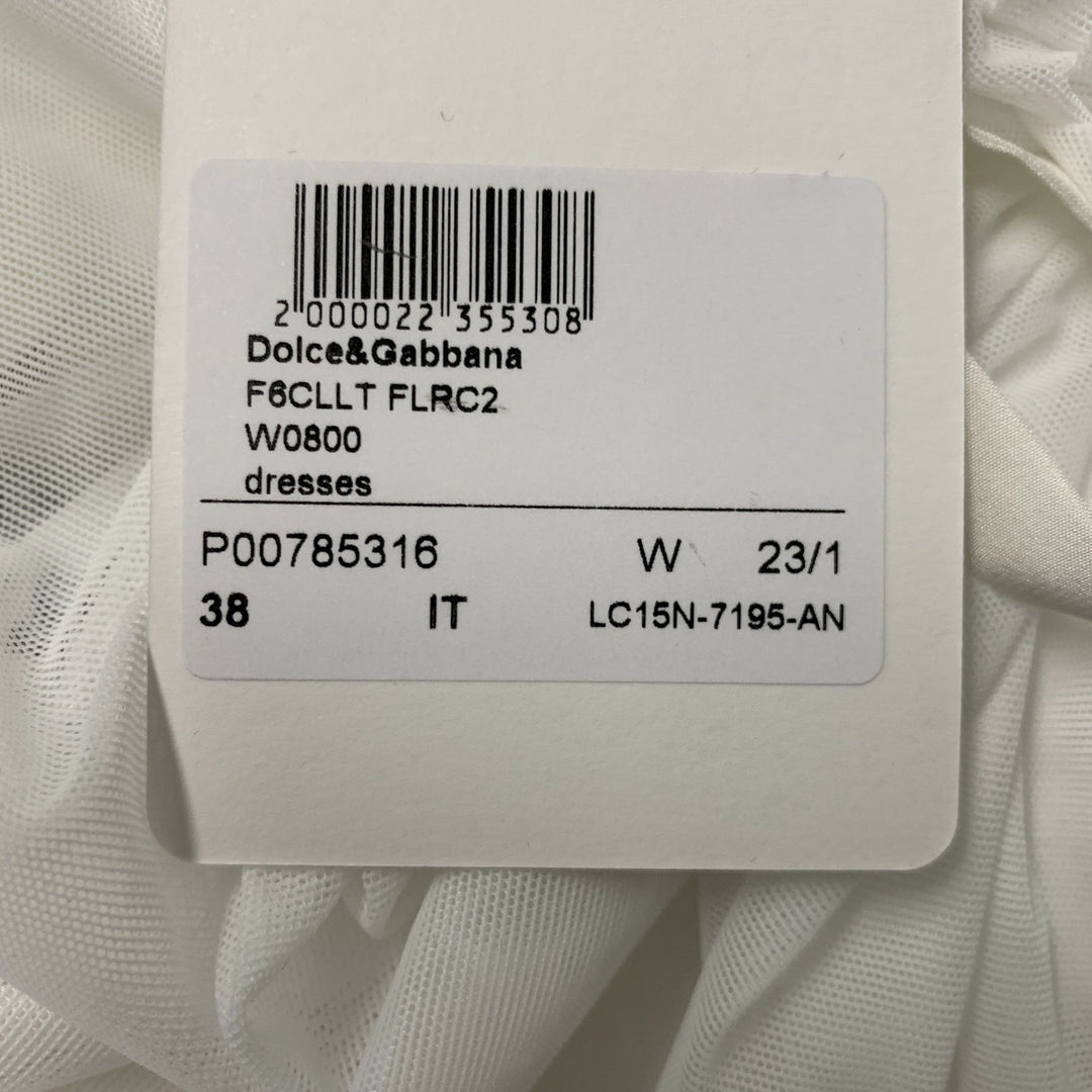 DOLCE & GABBANA Size 2 White Nylon Eastane Ruched Off-Shoulder Cocktail Dress