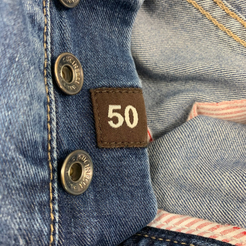 BRUNELLO CUCINELLI Size 34 Blue Washed Cotton Button Fly Jeans
