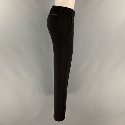 PRADA Taille 8 Pantalon habillé en polyester viscose noir à devant plat