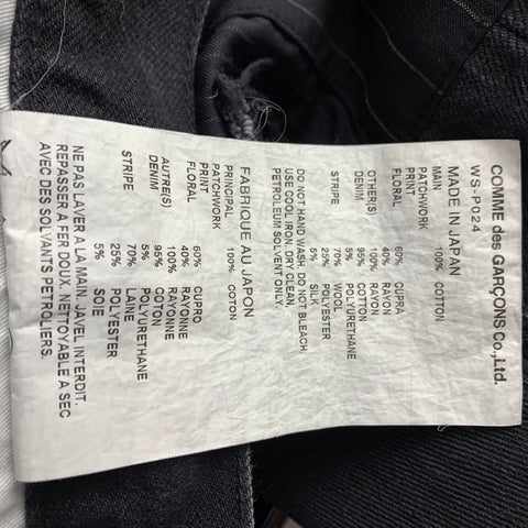 COMME des GARCONS Taille 28 Jean Patchwork Noir &amp; Gris