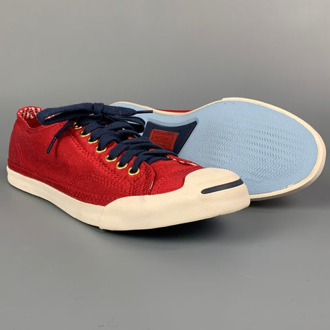 CONVERSE x Jack Purcell Size 10 Burgundy & Navy Canvas Sneakers