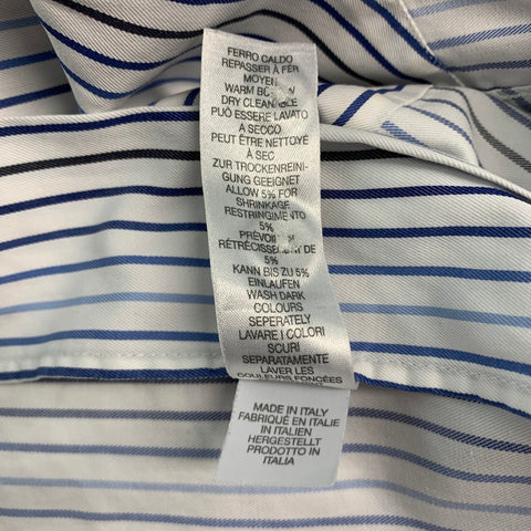 PAUL SMITH Size S White Blue Stripe Cotton Long Sleeve Shirt