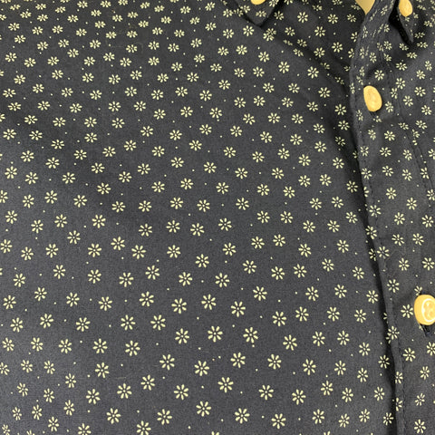J.CREW Size L Navy White Floral Cotton Short Sleeve Shirt
