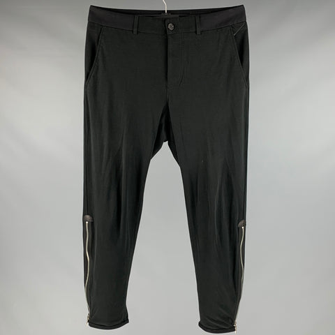 ALEXANDER MCQUEEN Taille 32 Pantalon habillé en coton et cachemire noir avec braguette zippée