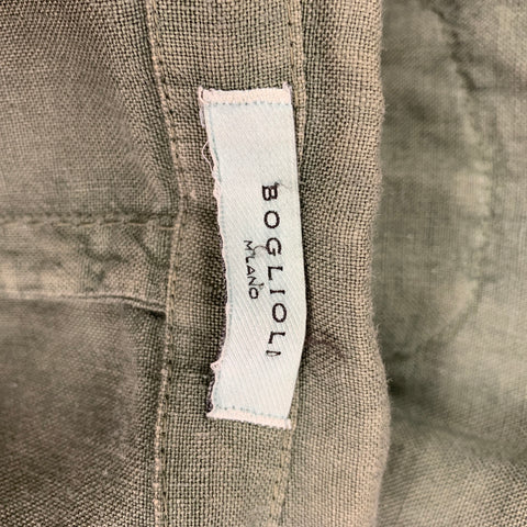 BOGLIOLI Size 36 Olive Linen Notch Lapel Sport Coat