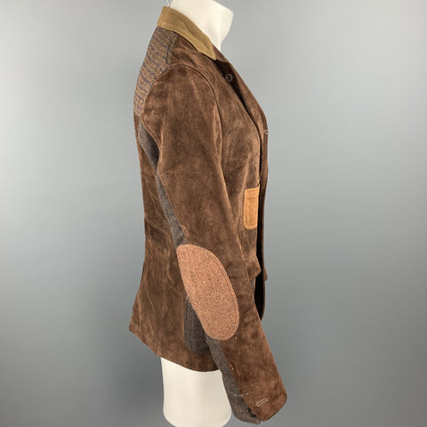 JUNYA WATANABE Taille L Veste à revers cranté en laine et daim marron mélangés