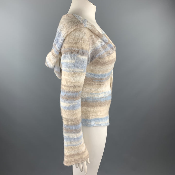 CASMARI Taille L Cardigan à capuche tricoté en cachemire / Lycra multicolore