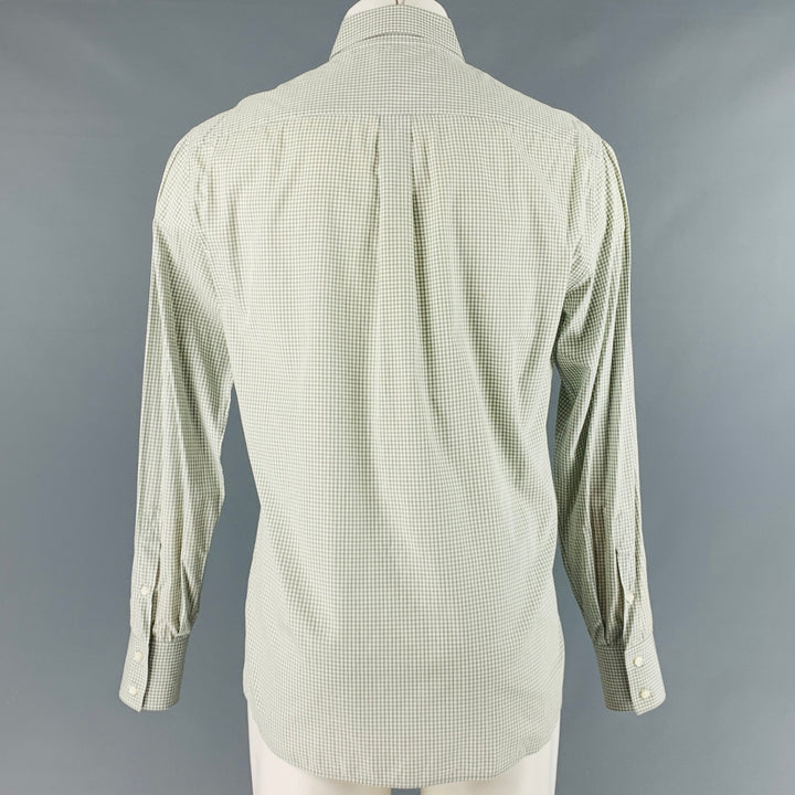 BRUNELLO CUCINELLI Size M Green Checkered Cotton Dress Shirt