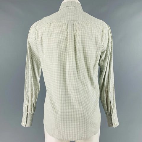 BRUNELLO CUCINELLI Size M Green Checkered Cotton Dress Shirt BRUNELLO CUCINELLI