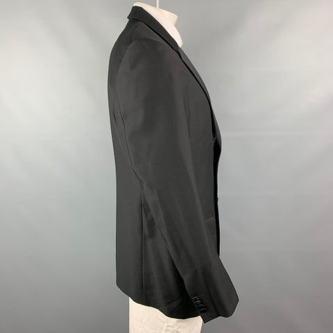 CALVIN KLEIN COLLECTION Size 44 Black Wool Tuxedo Sport Coat