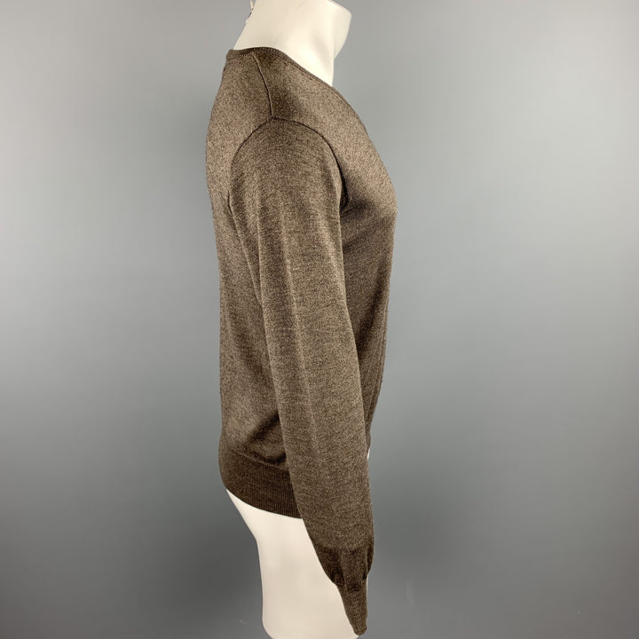 NEIMAN MARCUS Jersey de mezcla de lana merino marrón talla M