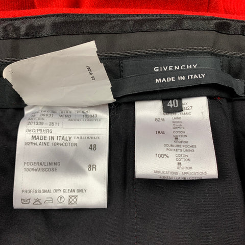 GIVENCHY F/W 12 Size 40 Red Wool / Cotton Notch Lapel Suit