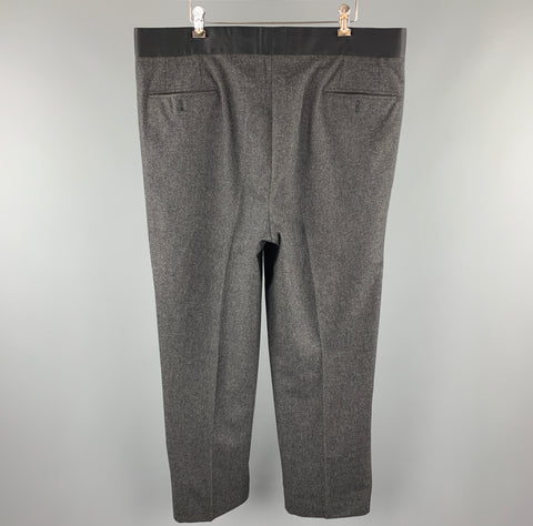 BRIONI Size 39 Dark Gray Heather Wool Tuxedo Dress Pants