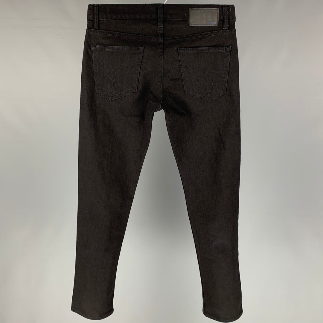 CALVIN KLEIN Size 31 Black Cotton Zip Fly Slim Jeans