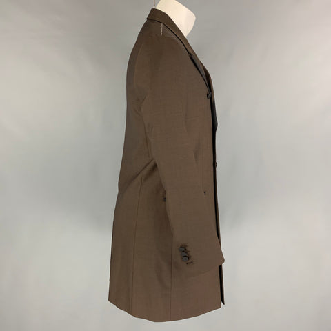 DOLCE & GABBANA Size 34 Brown Black Wool Blend Double Breasted Coat