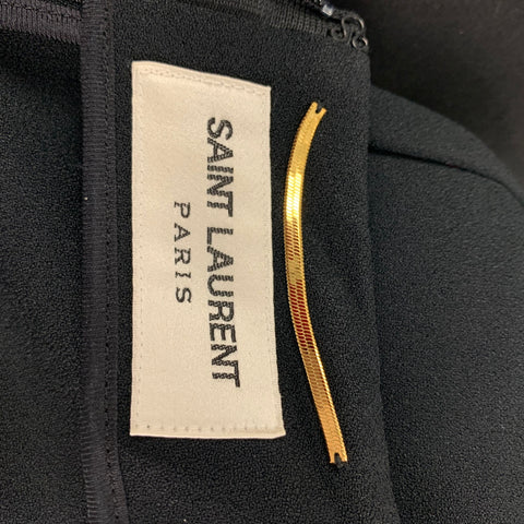 SAINT LAURENT Size 8 Black Acetate Blend Mixed Fabrics Above Knee Dress