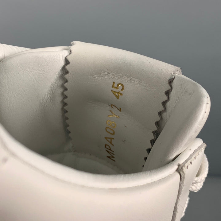 VALENTINO Taille 12 Baskets à lacets en cuir clouté blanc