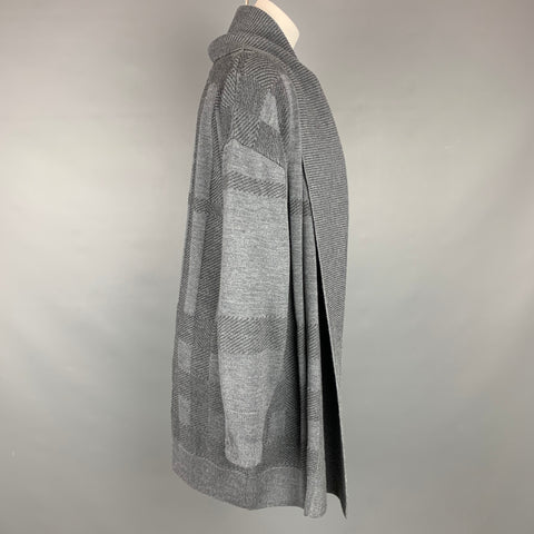 BURBERRY LONDON Olona Taille S Cardigan en laine mérinos gris et anthracite