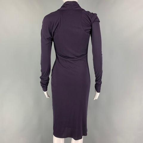 ALEXANDER MCQUEEN Size 6 Purple Viscose Long Sleeve Dress