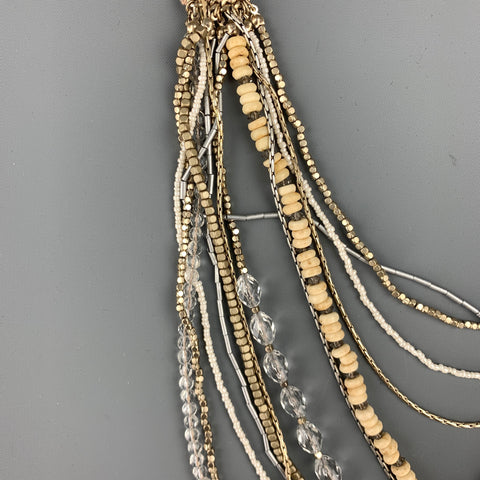 Collier superposé de ruban de coton perlé beige VINTAGE