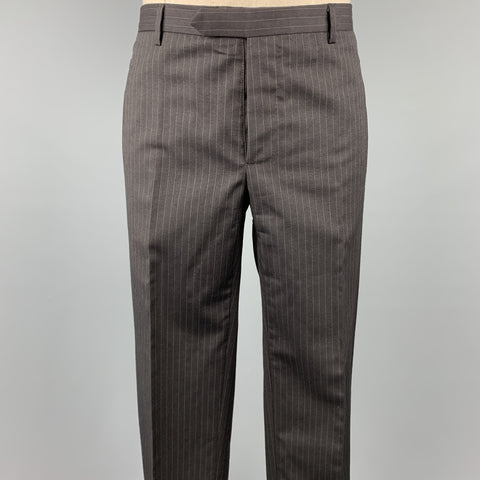 CoSTUME NATIONAL 38 Regular Black Stripe Wool Peak Lapel Suit