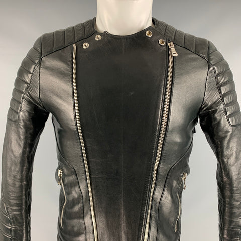 BALMAIN Taille 36 Veste de moto en cuir noir