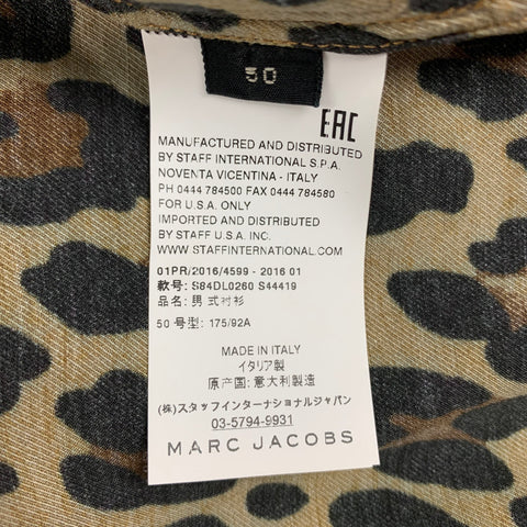 MARC JACOBS Size M Brown Beige Animal Print Viscose Camp Short Sleeve Shirt