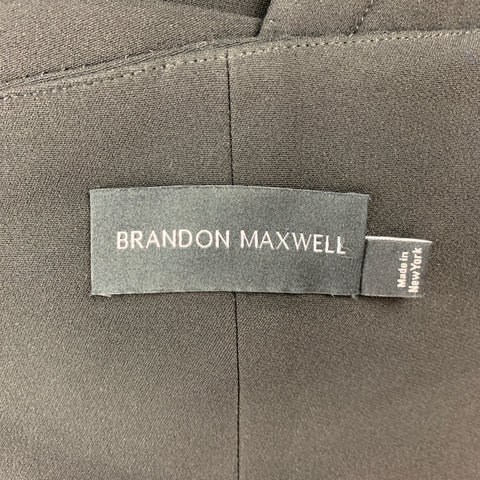 BRANDON MAXWELL Taille 6 Robe colonne en mélange de viscose noire à volants et une épaule