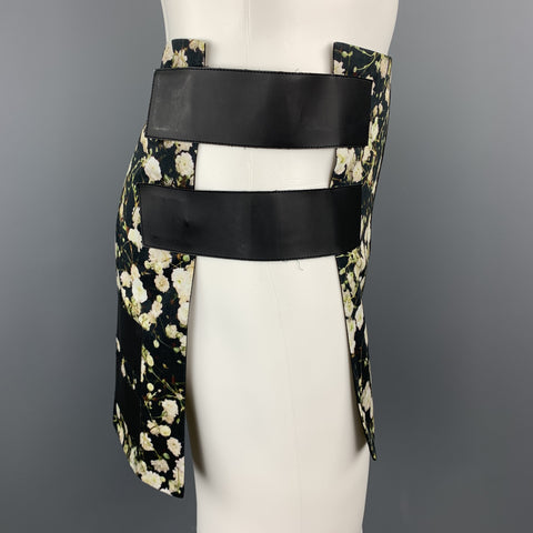 GIVENCHY Spring 2015 Size M Black Floral Cotton Apron Skirt