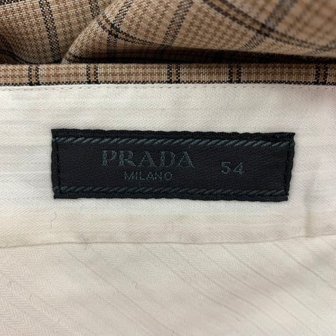 PRADA Size 38 Beige Brown Plaid Lana Wool Mohair Shorts
