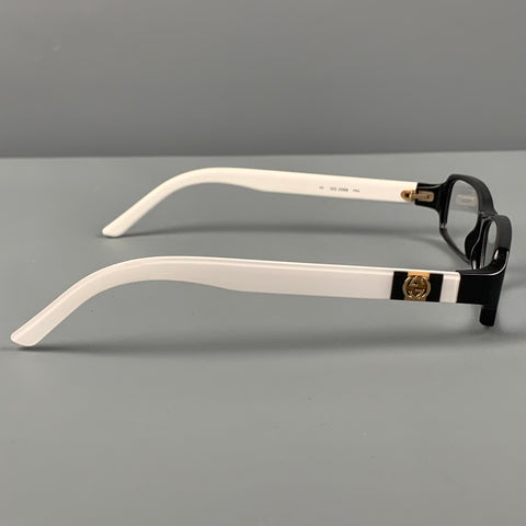 Lunettes de prescription en acétate noir et blanc GUCCI