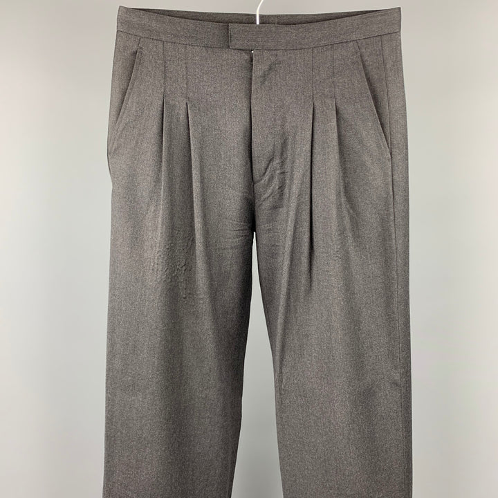 CALVIN KLEIN COLLECTION Size 30 Charcoal Wool Pleated Dress Pants