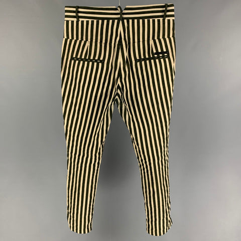 DIESEL / BLACK GOLD Talla 30 Pantalones casuales con bragueta de botones de algodón a rayas color topo verde oliva