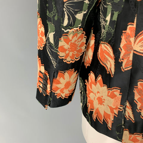 SALVATORE FERRAGAMO Size 8 Black Orange Beige Jacket Blazer