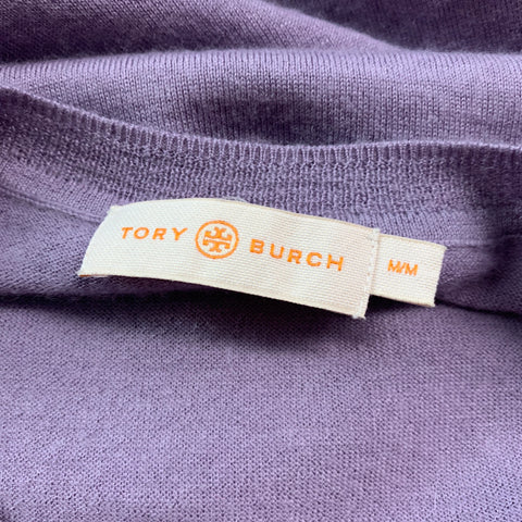 TORY BURCH Taille M Haut décontracté à manches courtes en cachemire violet