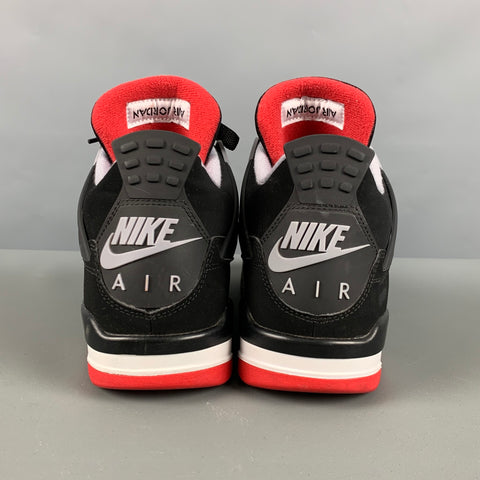 NIKE Size 6 Black Grey & Red Color Block Mesh High Top Sneakers