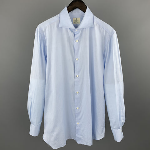 BORRELLI Size M Light Blue Cotton Button Up Long Sleeve Shirt