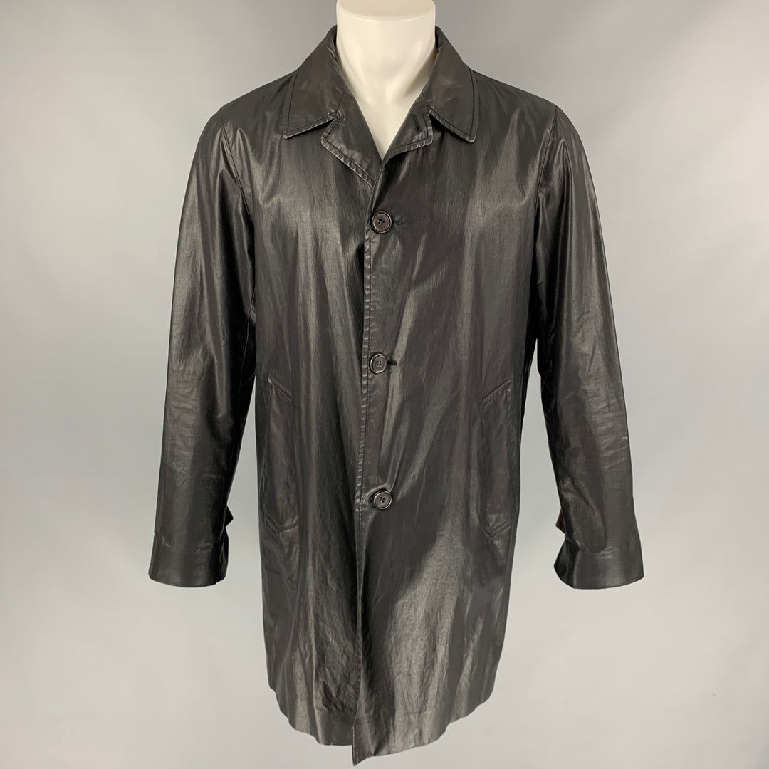 MARC JACOBS Size 38 Black Coated Cotton Blend Buttoned Coat