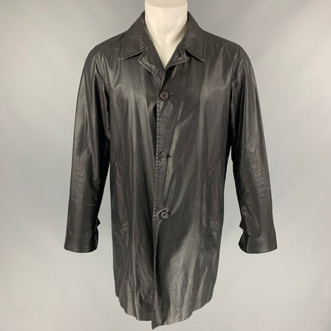 MARC JACOBS Talla 38 Abrigo abotonado de mezcla de algodón revestido negro