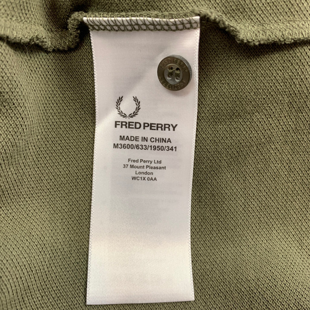 FRED PERRY Polo con botones de algodón verde oliva talla S