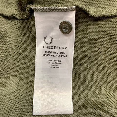 FRED PERRY Size S Olive Cotton Buttoned Polo