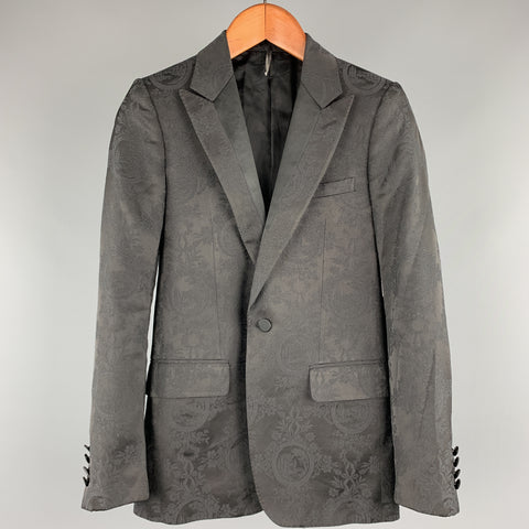 DIOR HOMME Taille 34 Manteau de sport en polyester / viscose jacquard noir