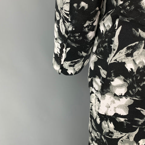 INC Talla XXL Traje de solapa de muesca de poliéster floral blanco negro
