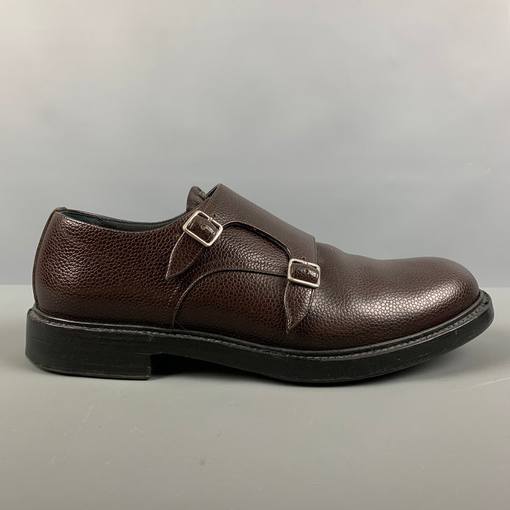 CALVIN KLEIN 205W39NYC Size 10 Brown Solid Leather Double Monk Strap Loafers