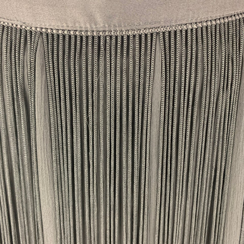 ALICE + OLIVIA Size 8 Black Polyester Fringe Maxi Skirt